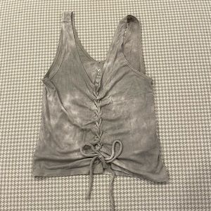 AE grey tie dye lace up tank top